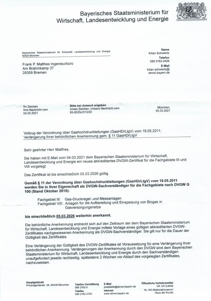 Bestellung Bayerisches Staatsministerium