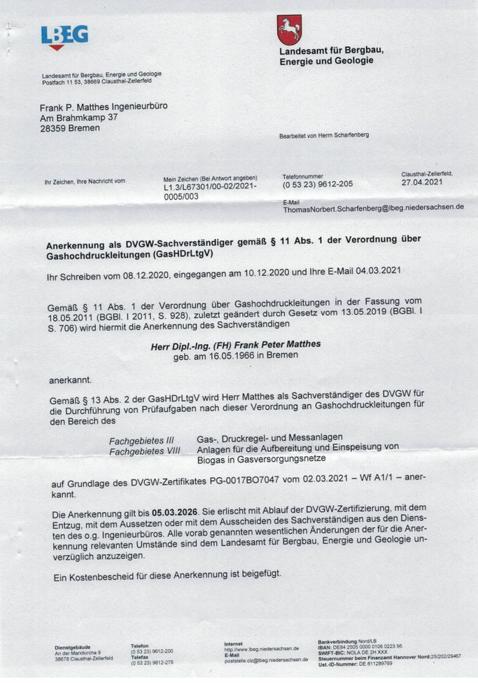 Bestellung Landesbergamt
